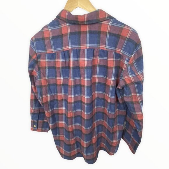 Madewell Rivet & Thread Harvey Plaid Popover Shirt Size Small Cotton Pink Blue S - Picture 6 of 14